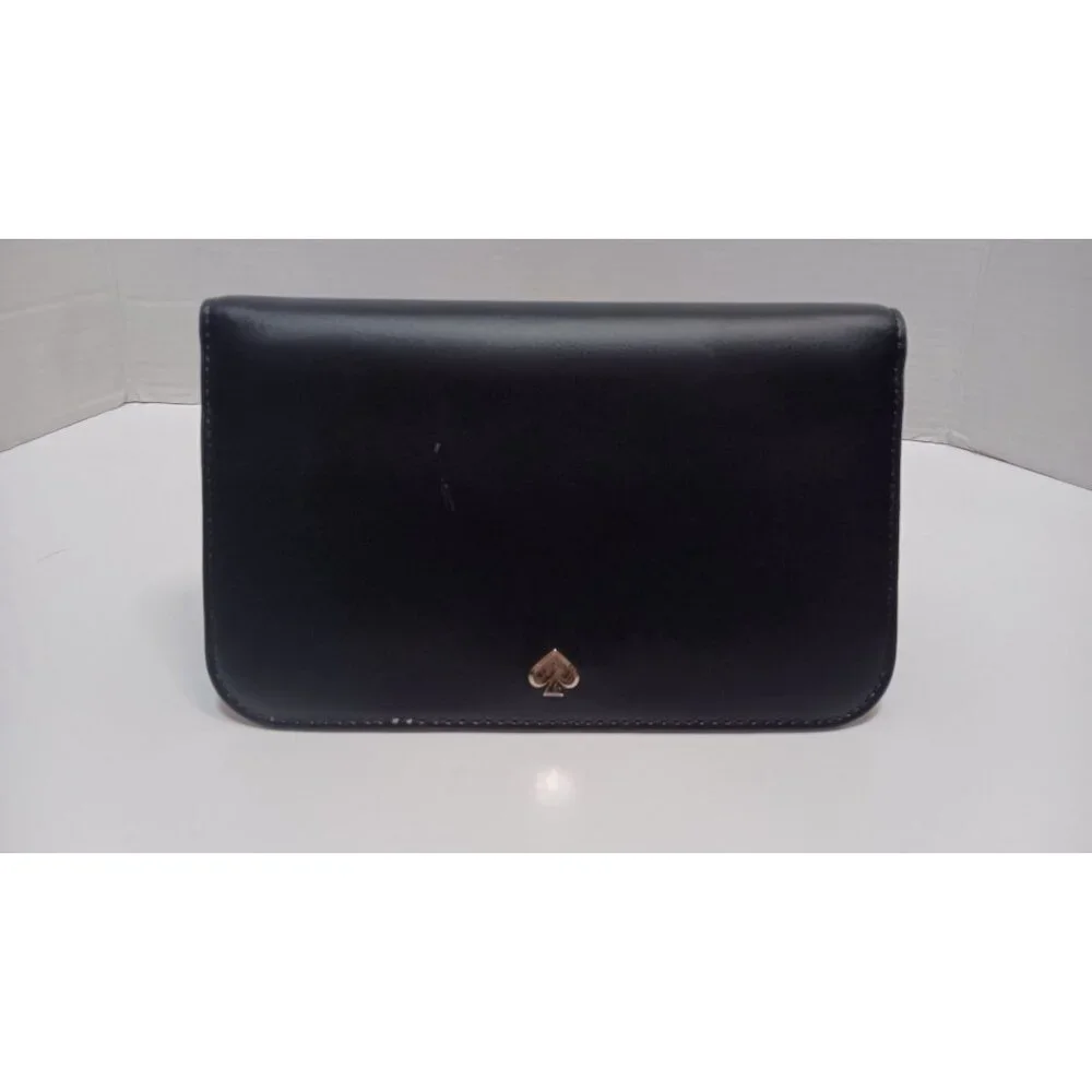 Kate Spade Black Leather Classic Open Large Designer Wallet - Picture 2 of 7